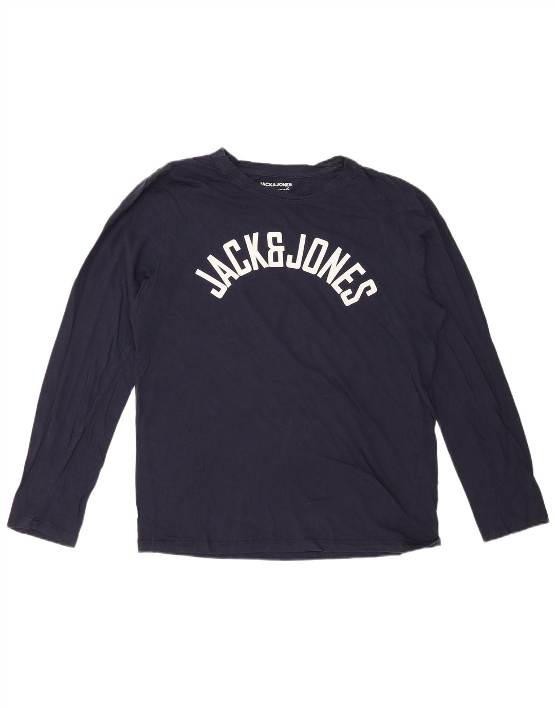 JACK & JONES Top grafic pentru bărbați cu mânecă lungă, mediu, bleumarin, bumbac