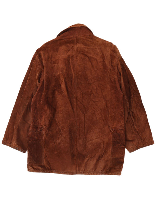 Pardesiu vintage pentru femei de piele intoarsa UK 18 XL maro