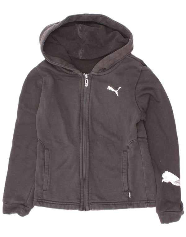 Pulover Puma Fete Graphic Zip Hoodie 9-10 Ani Bumbac Negru