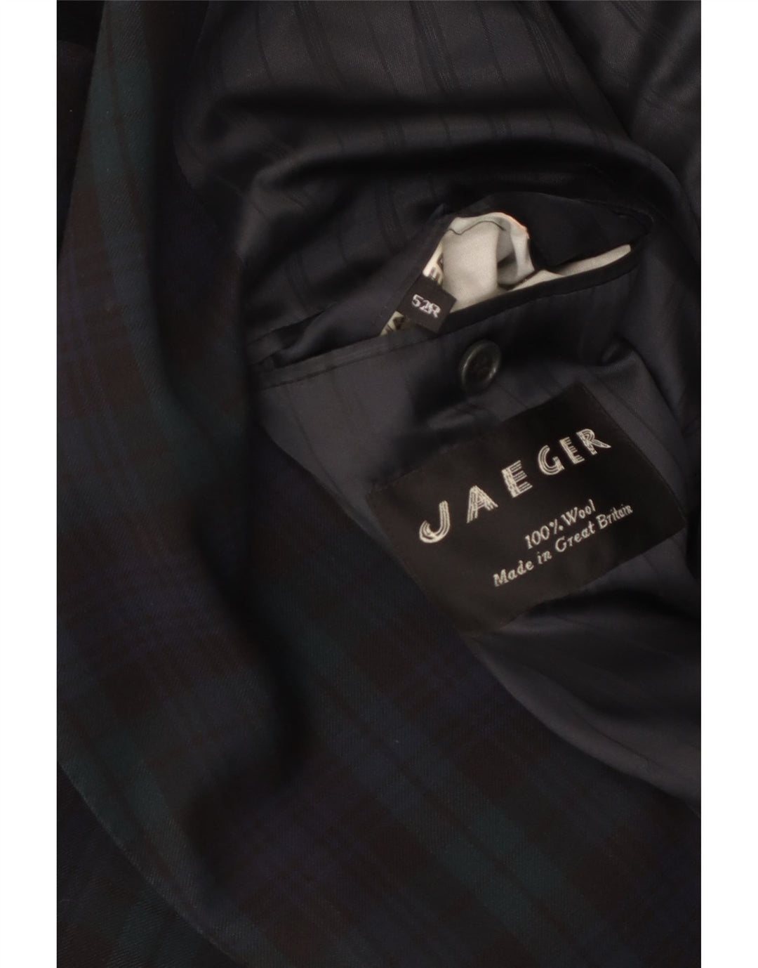 Jaeger Jaeger pentru bărbați cu două pieptări IT 52 XL Lână cu carouri bleumarin