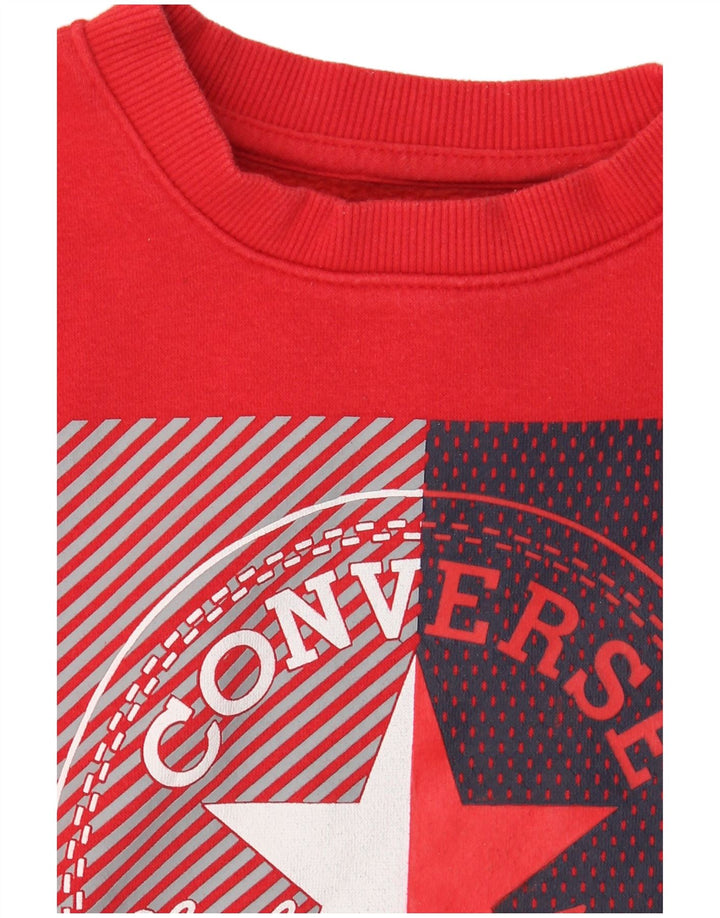 Pulover cu grafică Converse pentru băieți, 10-11 ani, bumbac roșu mediu