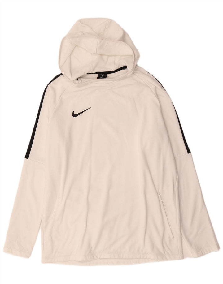 Pulover Nike Dri Fit pentru bărbați cu glugă, mare, alb, din poliester