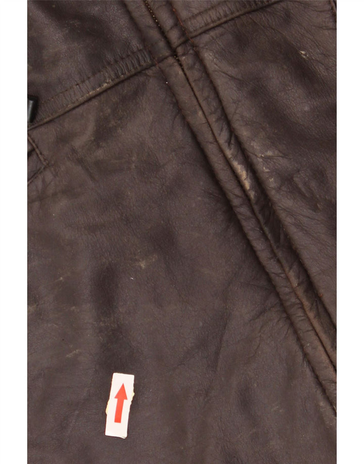 Jachetă de piele vintage pentru bărbați UK 40, maro, piele mare