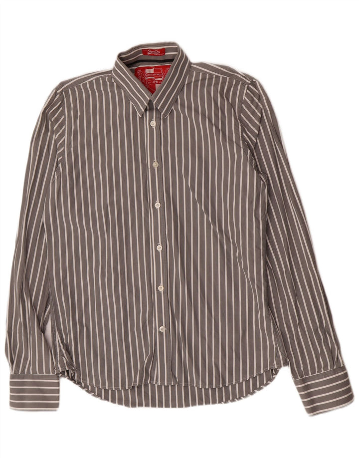 Cămașă pentru bărbați Superdry 2XL, bumbac cu dungi gri