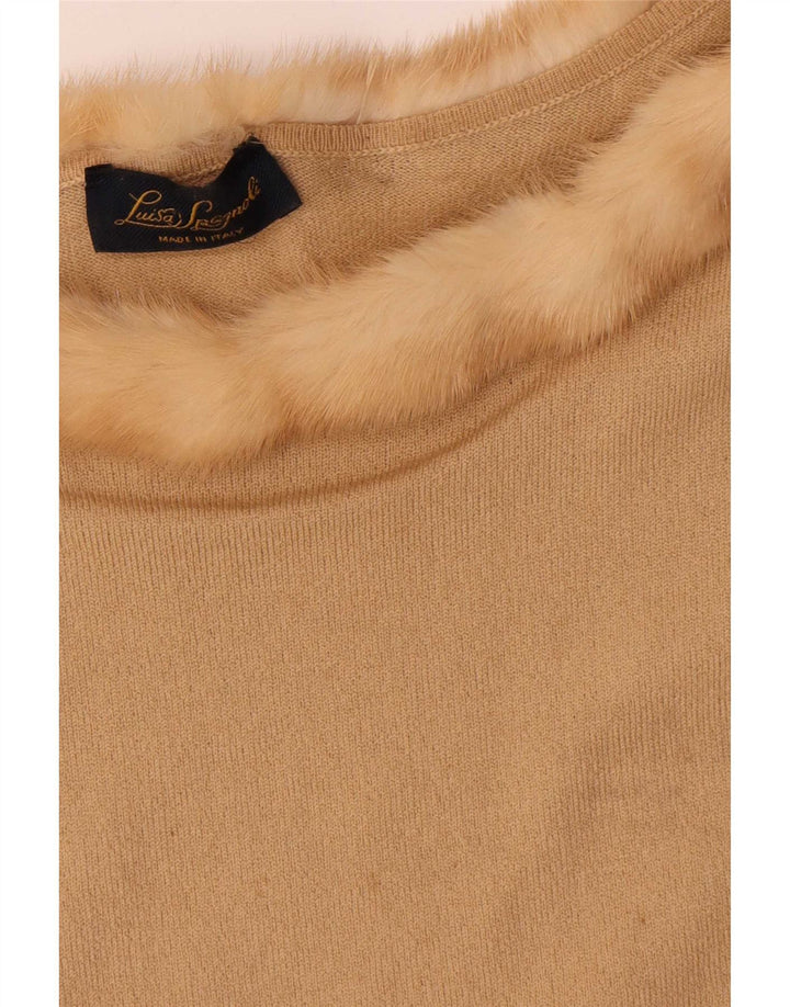 Luisa Spagnoli Top pentru femei cu mâneci 3/4 UK 12 Medium Beige Lână