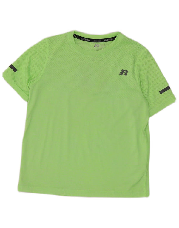 Russell Athletic Boys Dri-Power T-Shirt Top 7-8 Years Medium Green Nylon
