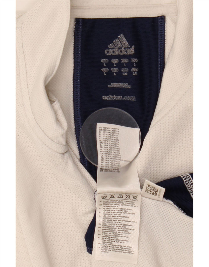 Tricou Adidas pentru bărbați, cu fermoar și gât, Top mare, alb, din poliester