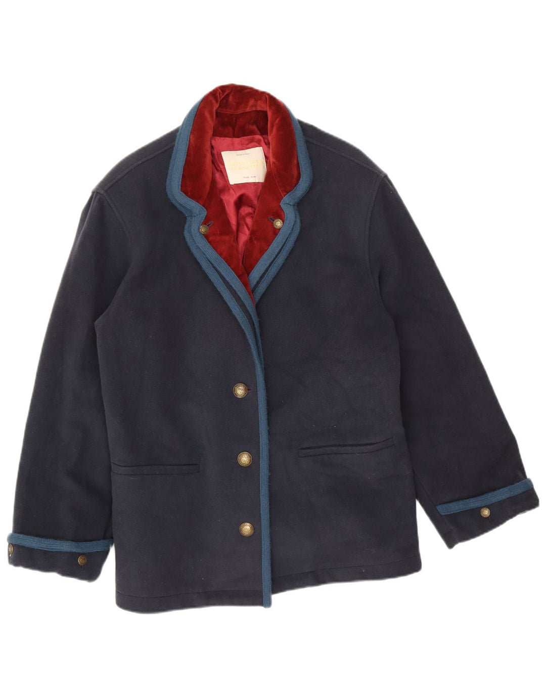 Sacou Benetton pentru femei cu 3 nasturi IT 46 Lână mare albastru bleumarin