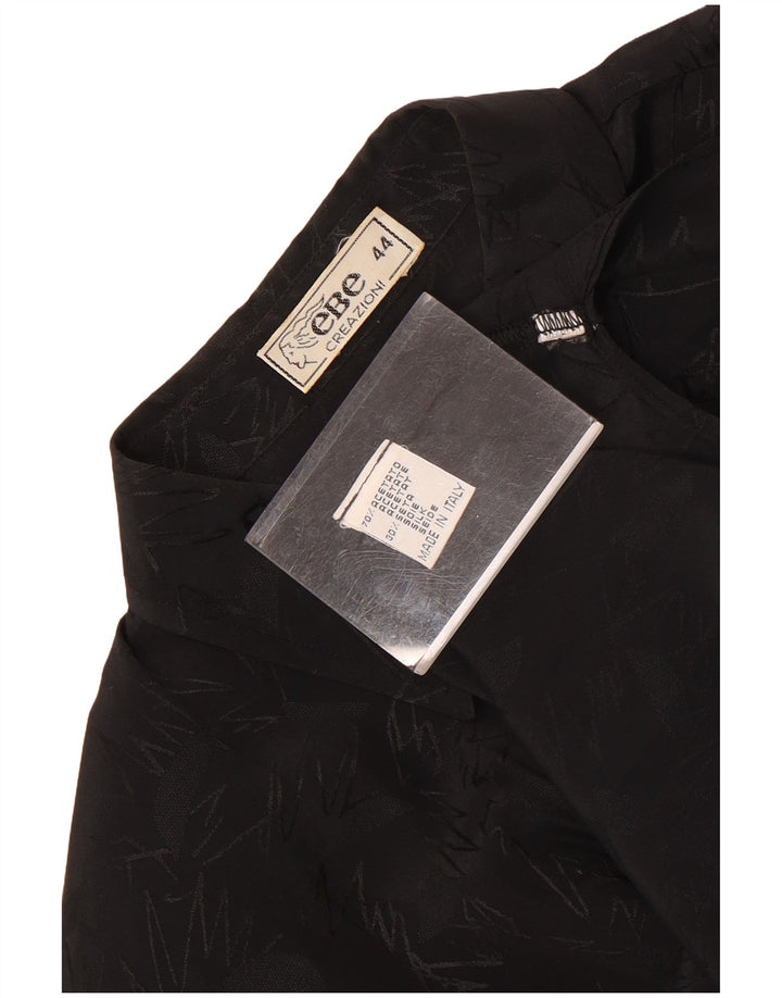 Bluză vintage cu mânecă lungă pentru femei Top IT 44 Medium Black Geometric