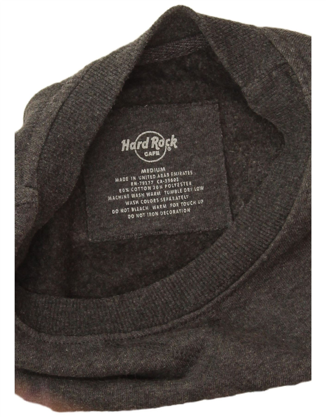 Hanorac cu grafică Hollywood Hard Rock Cafe pentru bărbați, pulat, gri mediu