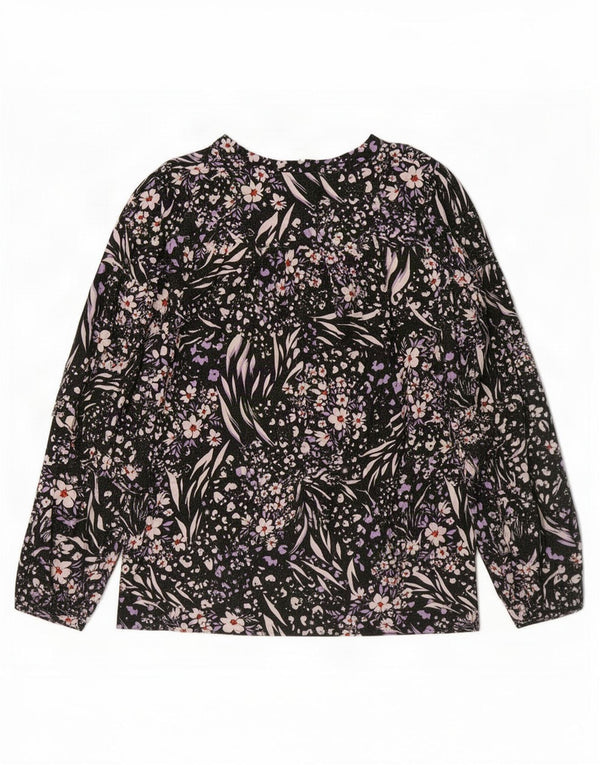 Bluză cu mânecă lungă pentru femei Marks & Spencer UK 14, mare, neagră, florală