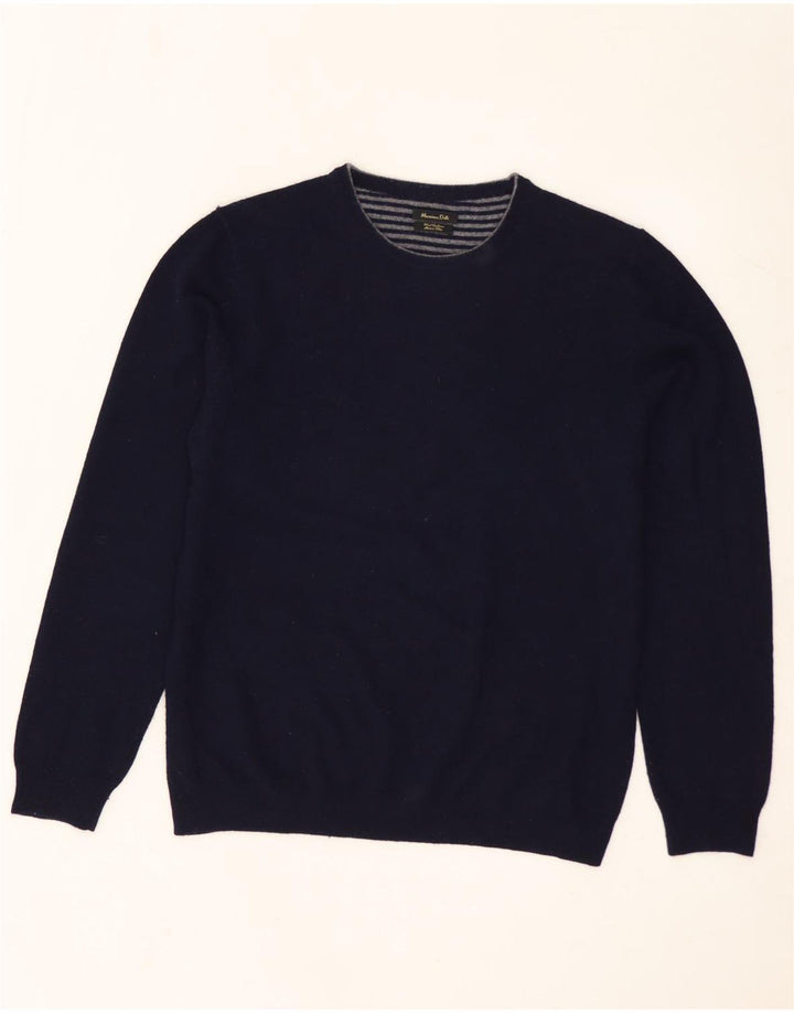 MASSIMO DUTTI Pulover pentru bărbați cu gât crew pulover mare din lână bleumarin