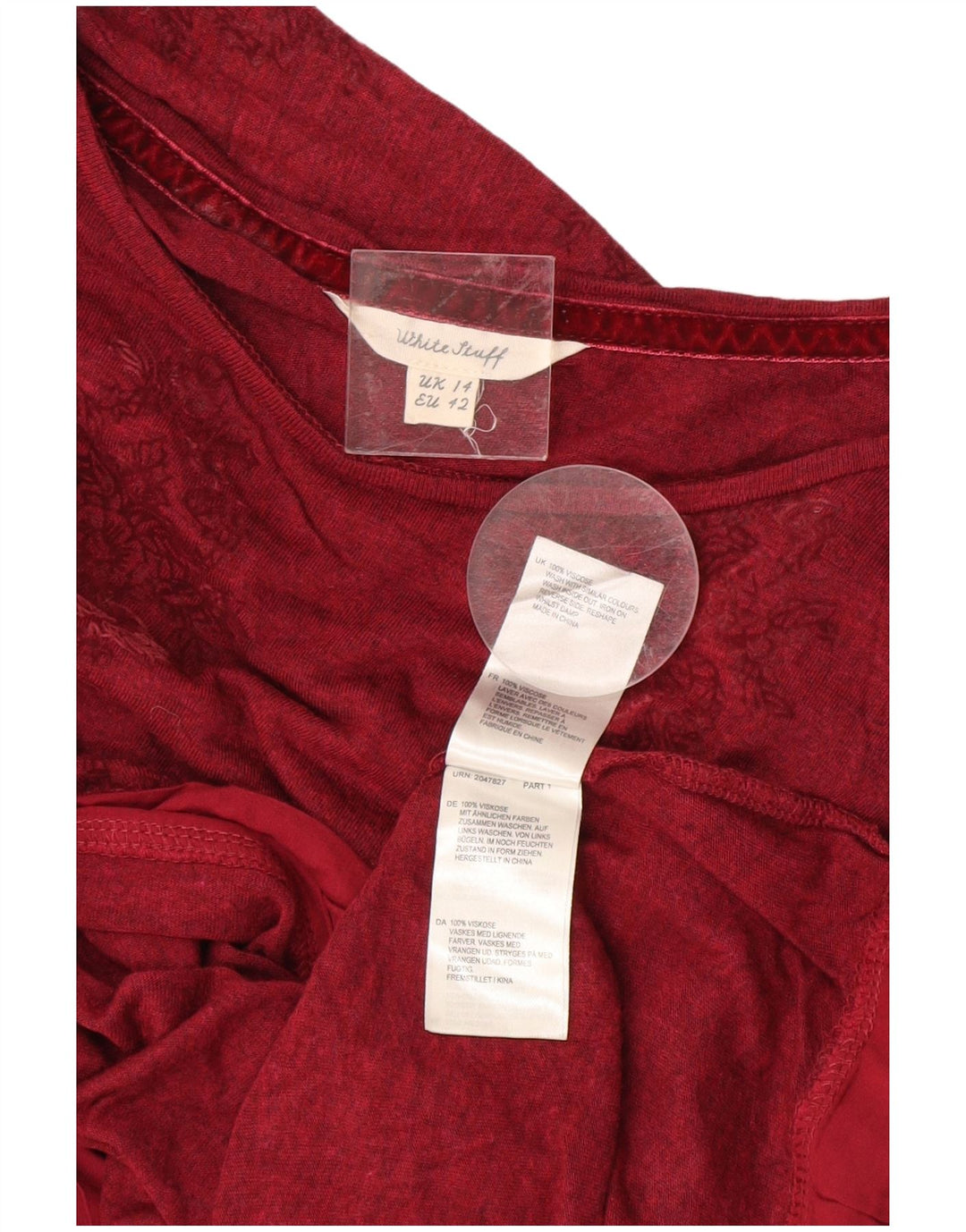 White Stuff Crop Top pentru femei cu mânecă lungă Marea Britanie 14 Viscoză florală Burgundy mare