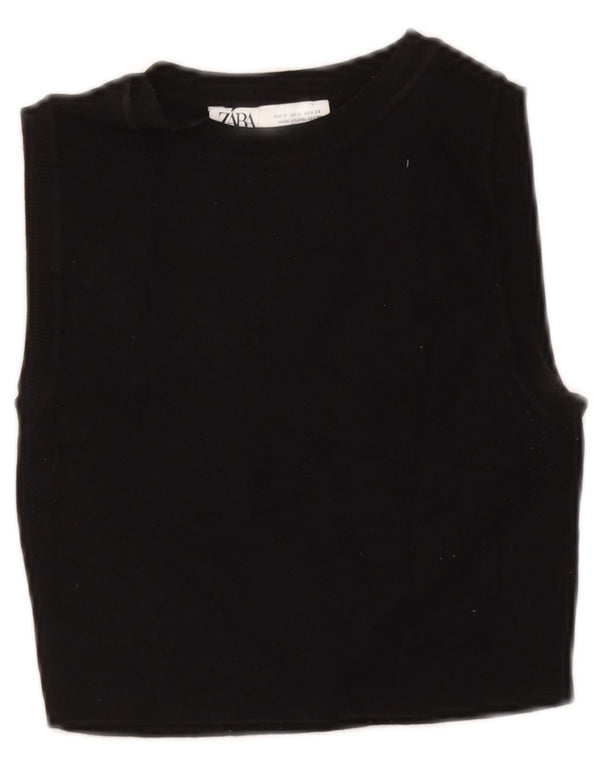 Crop Top fără mâneci pentru femei Zara UK 12 Medium Black Viscose
