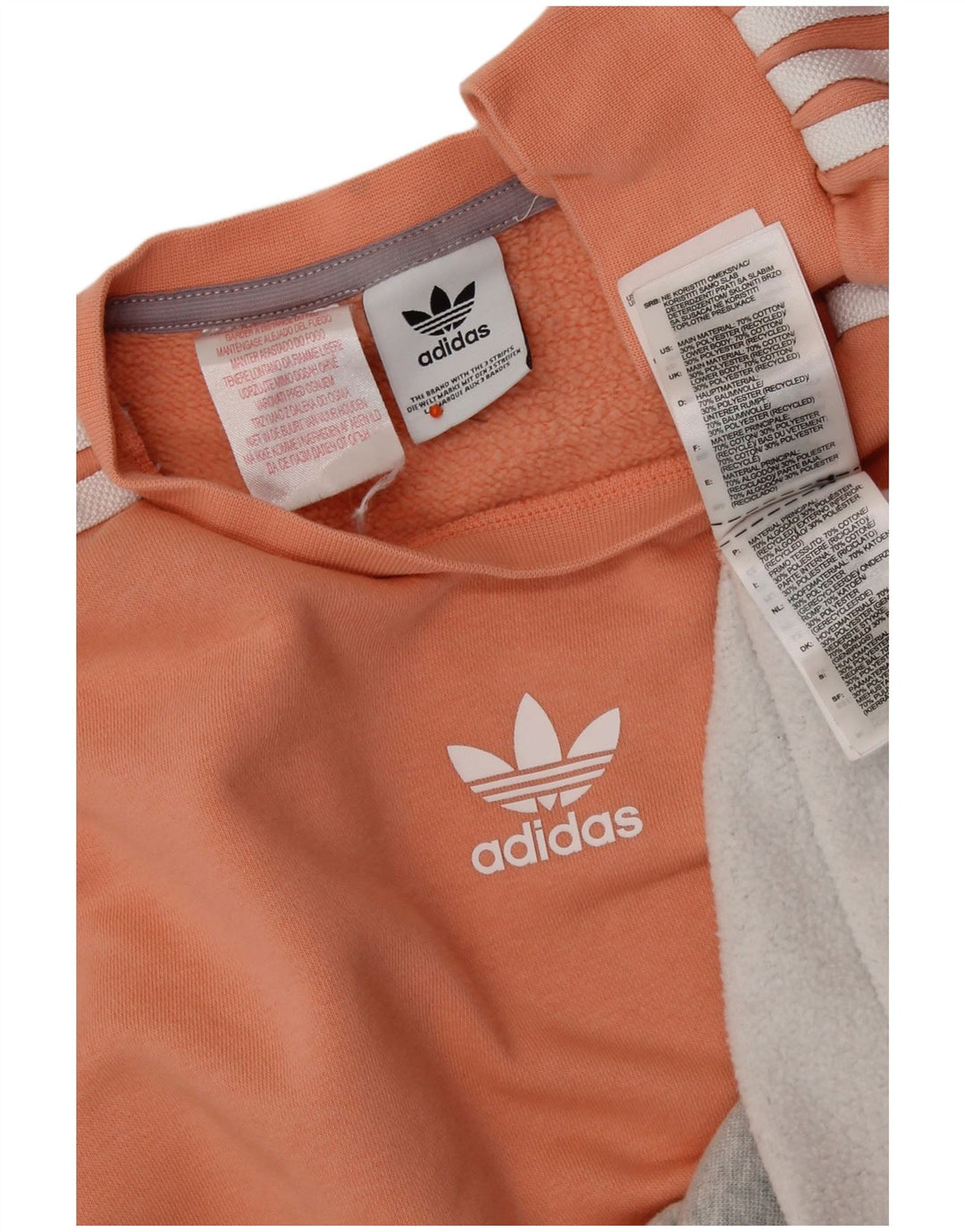 Pulover pentru femei ADIDAS UK 12, bumbac color bloc de culoare portocaliu mediu