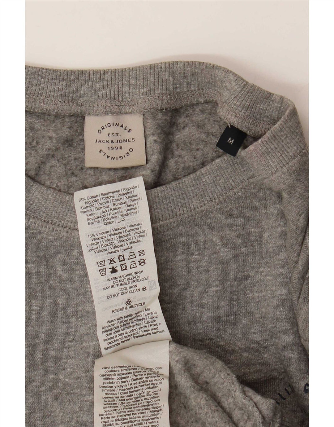 Pulover Jack & Jones pentru bărbați, bumbac cu pete, gri mediu