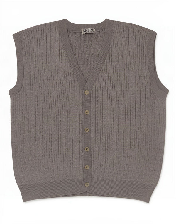 Cardigan Vintage pentru bărbați, XL, lână merinos gri