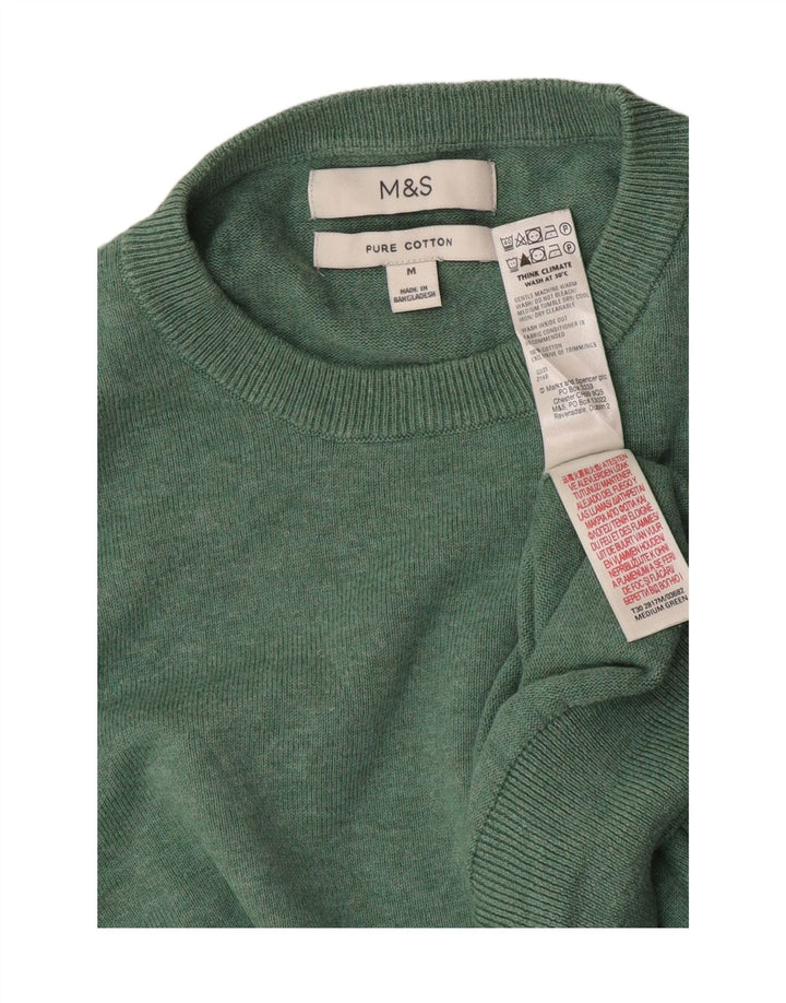 Pulover pentru bărbați Marks & Spencer, cu gât crew, bumbac verde mediu