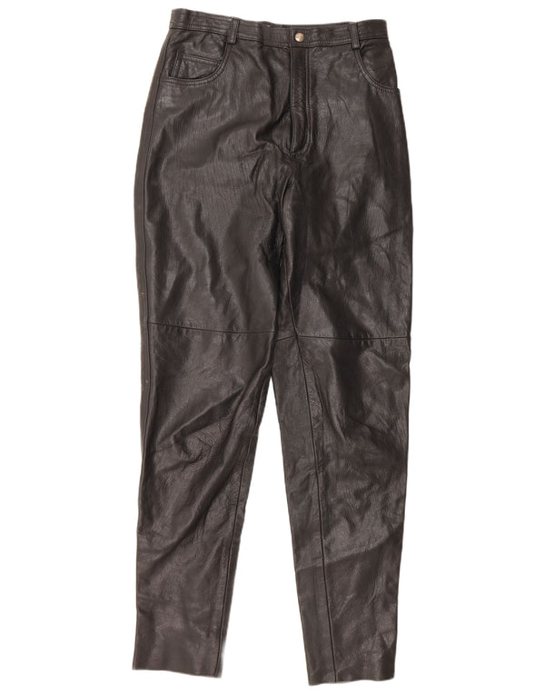 Pantaloni VINTAGE pentru femei cu talie înaltă IT 46 Large W28 L32 Piele neagră