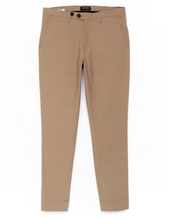 Pantaloni chino conici pentru bărbați Jack & Jones L34 L32 poliester bej
