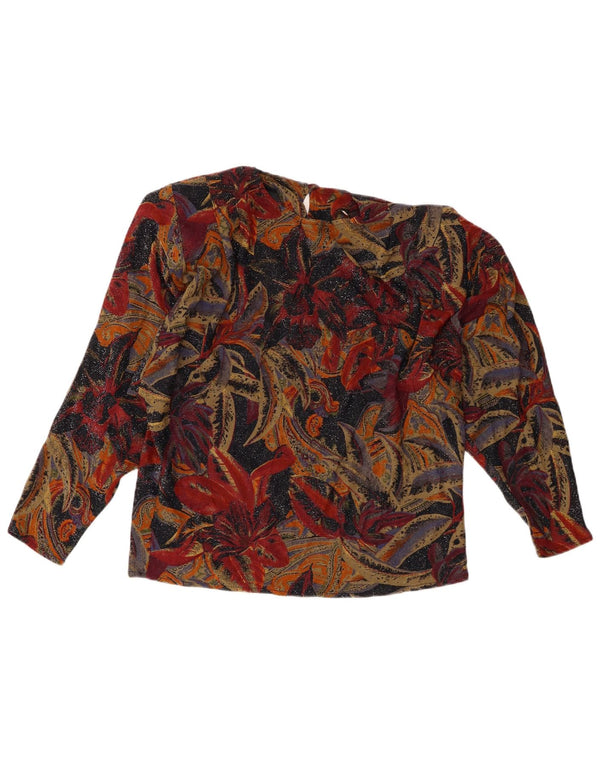 Bluză vintage pentru femei cu mâneci lungi Top UK 10 Mic Multicolor Floral