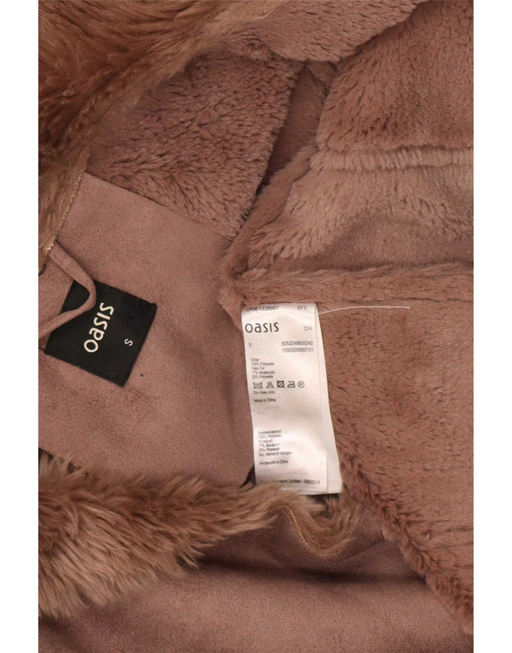 Oasis Womens Open Sherpa Jacket UK 10 Small Brown Poliester