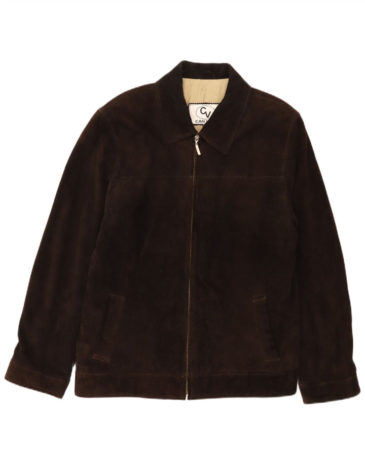 Bomber vintage pentru bărbați din piele intoarsa UK 40 mare, maro, din piele