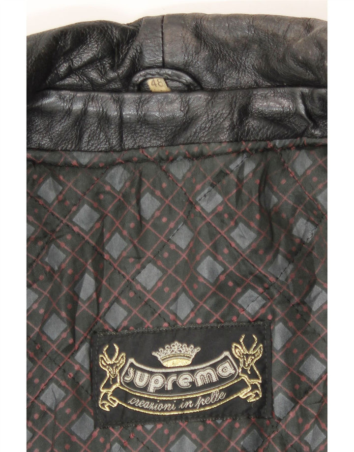 Jachetă de piele pentru bărbați Suprema IT 48 Medium Black Leather