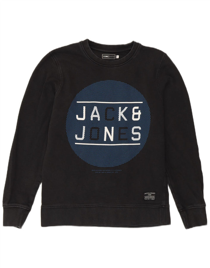 Jack & Jones Pulover grafic pentru bărbați, bumbac mic, negru