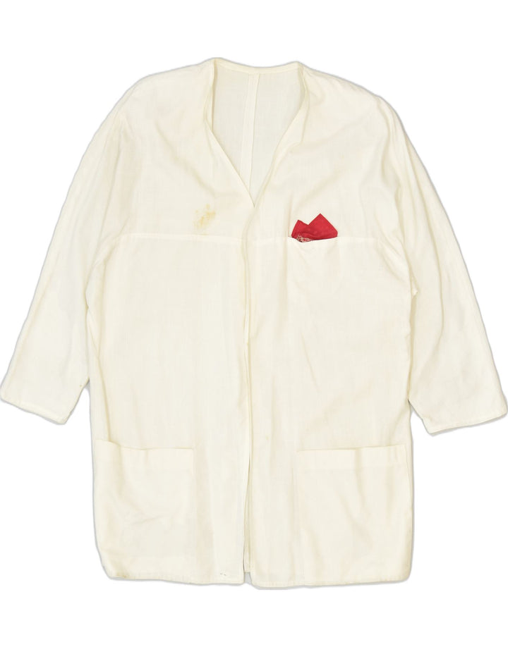 VINTAGE Womens Blazer Jacket UK 20 2XL Off White Cotton | Vintage | Thrift | Second-Hand | Used Clothing | Messina Hembry 