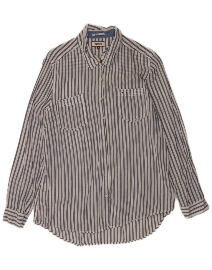 Cămașă Tommy Hilfiger pentru femei UK 14 Medium White Pinstripe Viscose