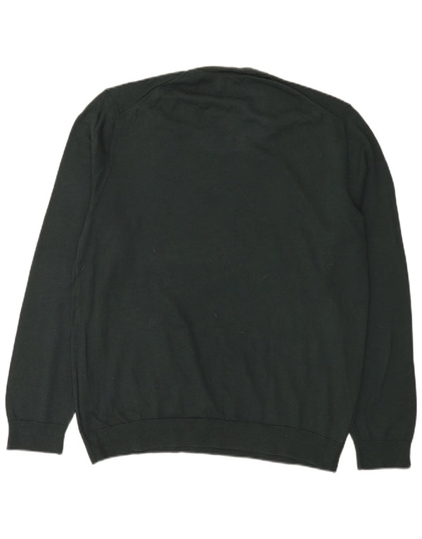 Pulover pentru bărbați Marks & Spencer, cu decolteu în V, XL, lână merinos verde