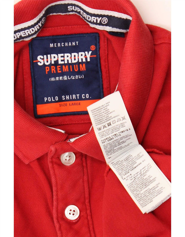 Tricou polo grafic pentru bărbați Superdry, bumbac roșu mare