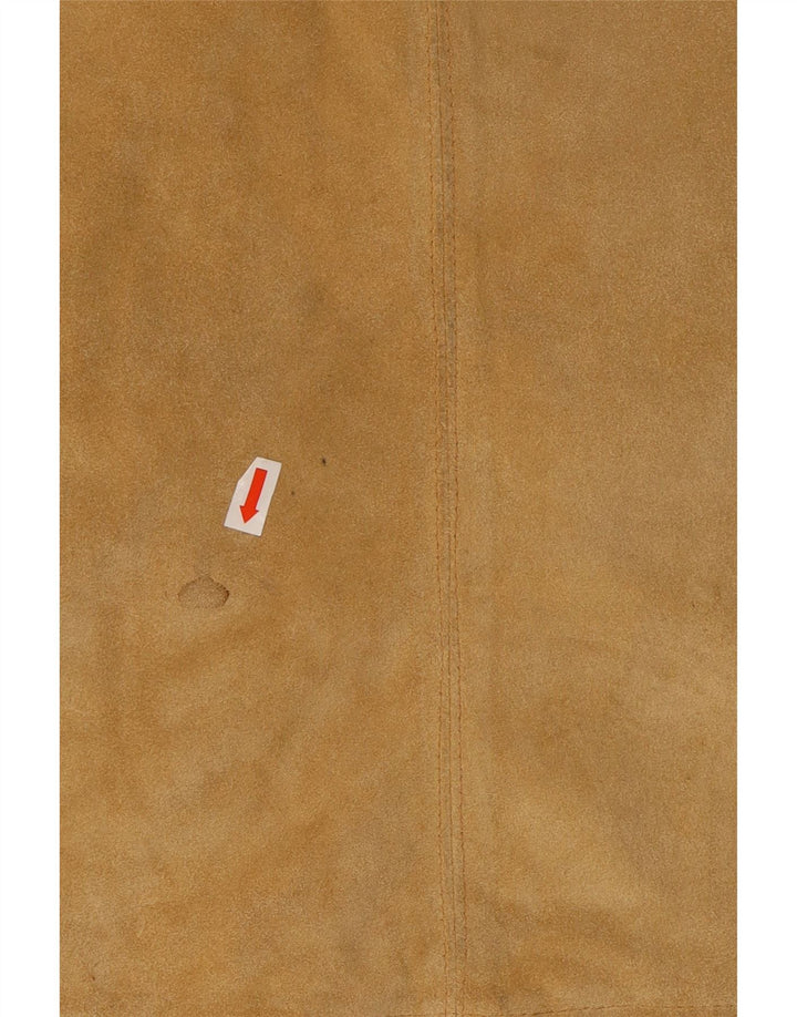 Fusta mini de piele intoarsa pentru femei VINTAGE Medium W28 Beige