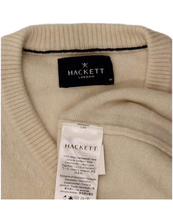 Pulover Hackett pentru bărbați cu decolteu în V, lână, bej mediu