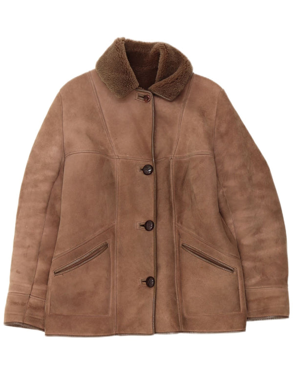 Jachetă din shearling femei Nurseys UK 16, mare, maro, piele de oaie