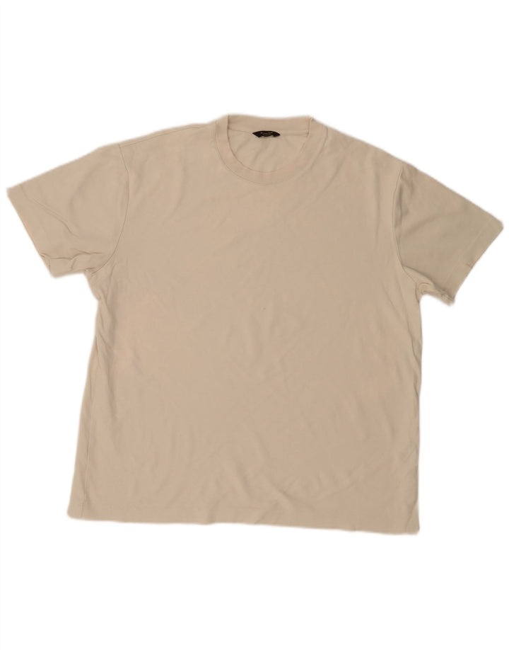 MASSIMO DUTTI Mens T-Shirt Top Large Beige Cotton