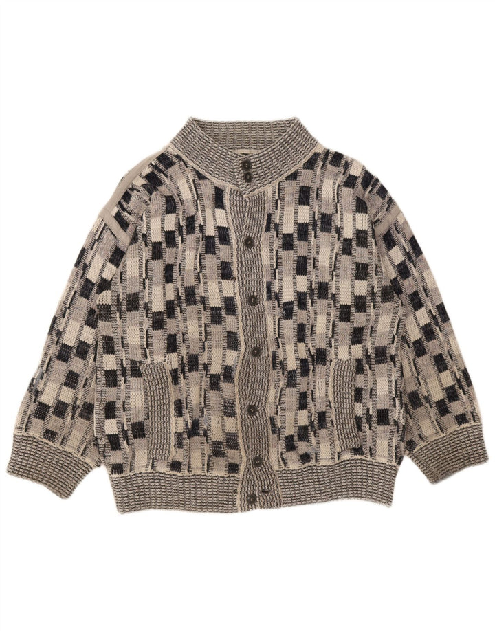 Cardigan Vintage pentru bărbați, cu carouri mari, gri