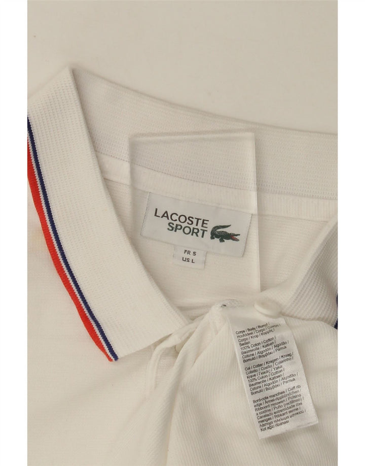 Tricou polo LACOSTE pentru bărbați mărimea 5 mare, alb, bumbac