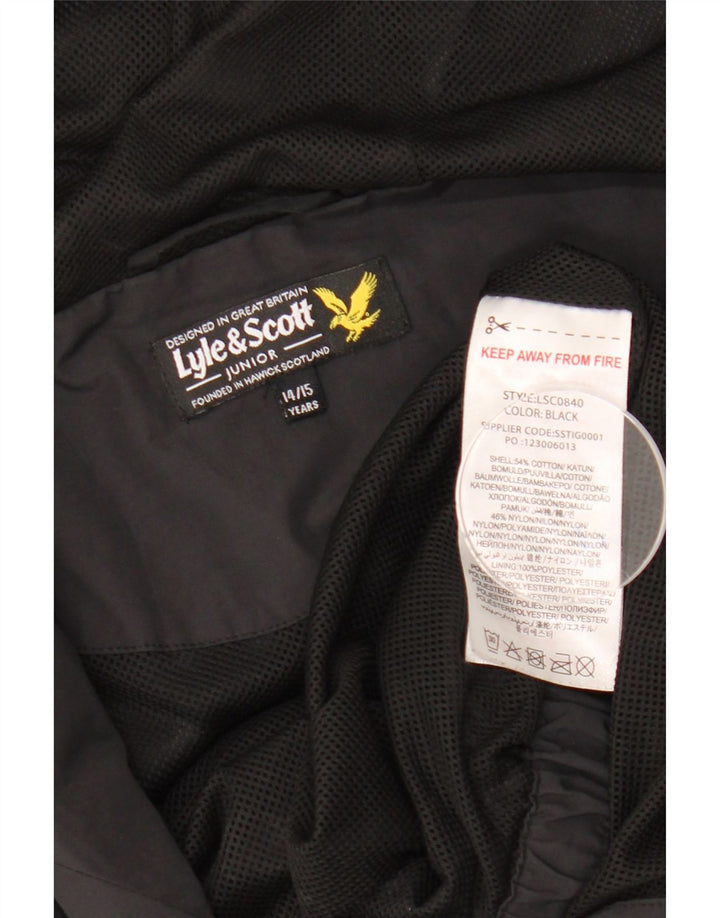 Jachetă bomber cu glugă LYLE & SCOTT pentru băieți 14-15 ani, bumbac negru