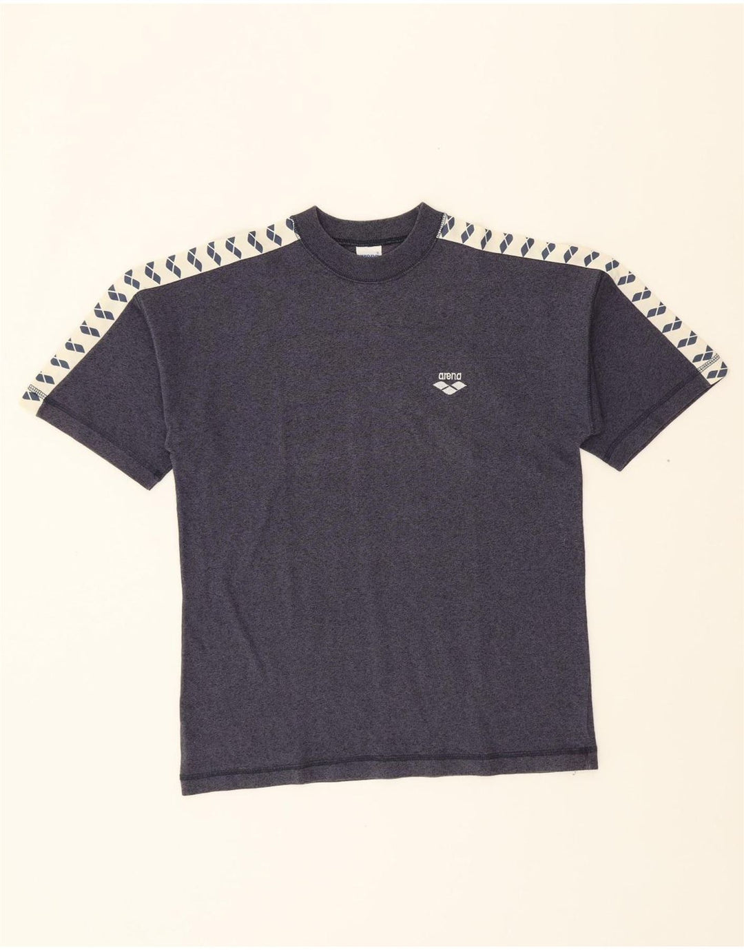 ARENA Mens Graphic T-Shirt Top Medium Navy Blue Acetate Vintage Arena and Second-Hand Arena from Messina Hembry 