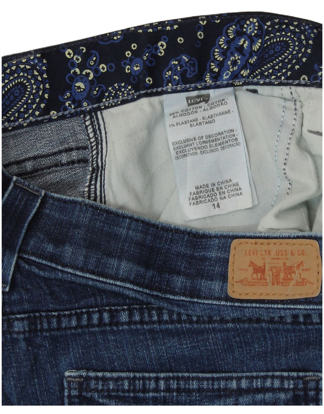 Jeans Capri de damă LEVI'S US 14 XL W36 L20 Bumbac albastru