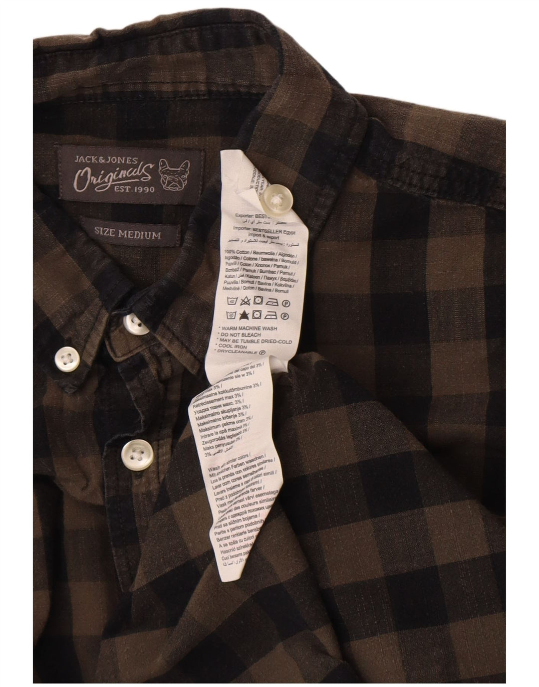 Cămașă Jack & Jones pentru bărbați, cu tăiere obișnuită, maro mediu, bumbac vichy