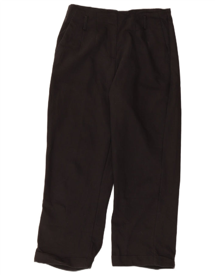 Pantaloni drepți tăiați pentru femei Zara Mediu L28 L25 Bumbac negru