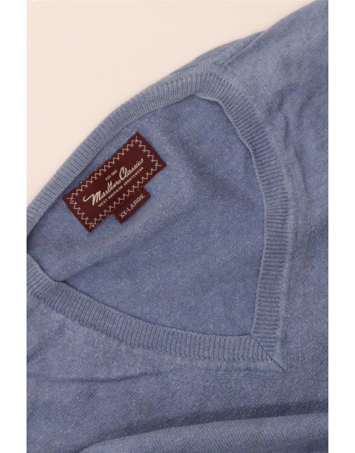 Pulover cu decolteu în V Marlboro Classics pentru bărbați, 2XL, albastru