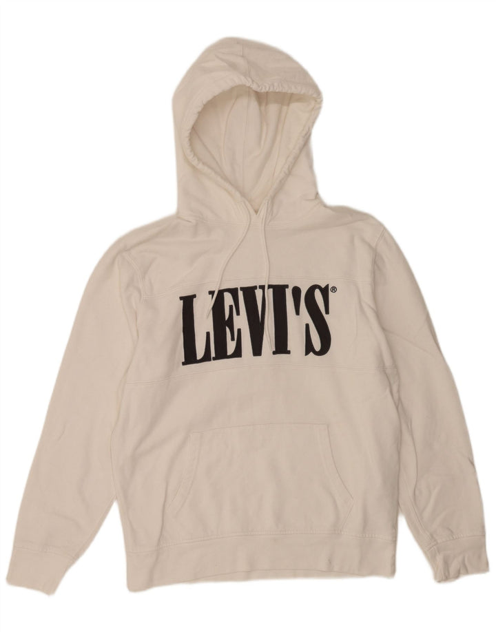 Pulover Levi's pentru bărbați cu capota, alb mediu, bumbac