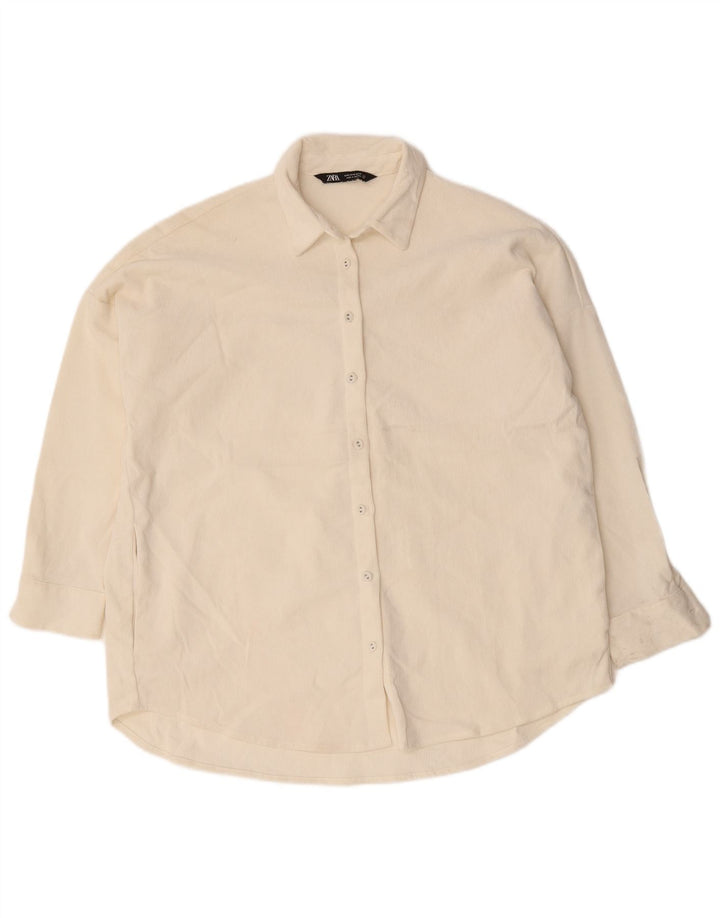 Cămașă oversize din velur pentru femei Zara UK 10 Poliester alb mic