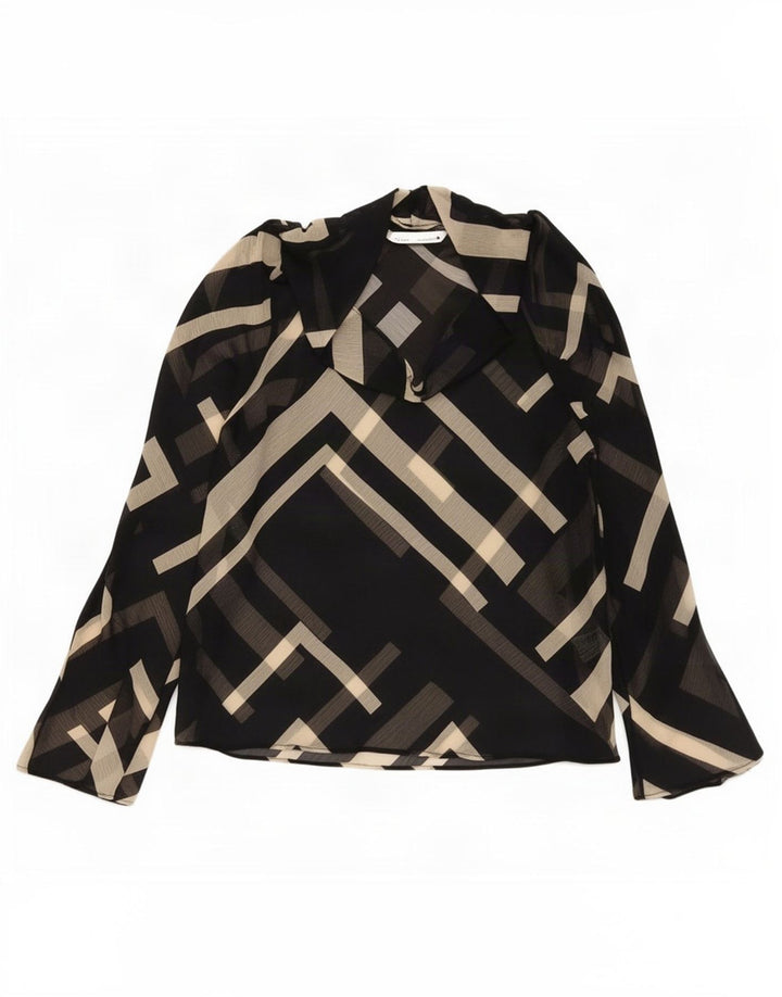 Bluză pentru femei Zara UK 10 Poliester geometric negru mic