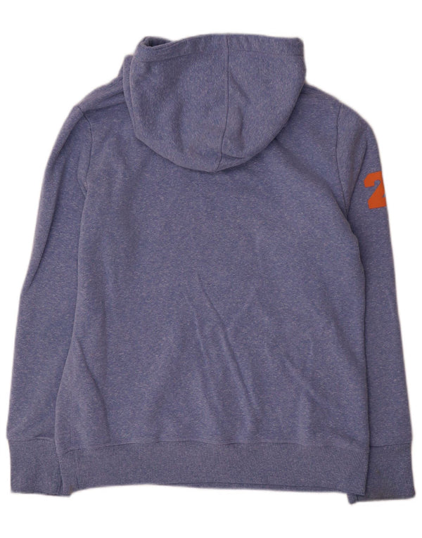 Pulover cu glugă cu grafic Superdry pentru femei UK 16, mare, albastru, bumbac cu pete