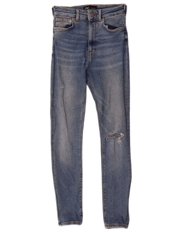 Blugi skinny distressed pentru femei Zara EU 36 XS L26 L27 Bumbac albastru